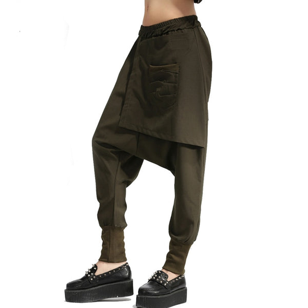 High Waist Split Joint Harem Trousers