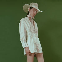 Turn-down Collar Long Sleeve Jacket Romper