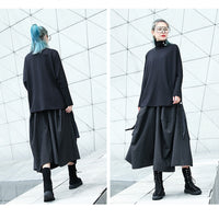 High Elastic Waist Black Striped Trousers