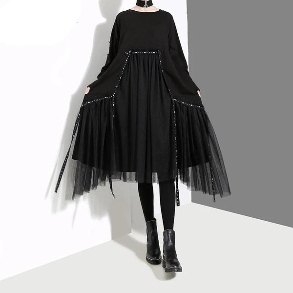 Black Mesh Asymmetrical Dress