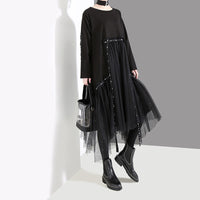 Black Mesh Asymmetrical Dress