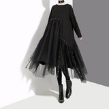 Black Mesh Asymmetrical Dress