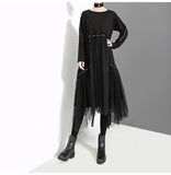 Black Mesh Asymmetrical Dress