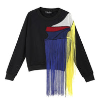 Color Block Tassel Sweatshirt