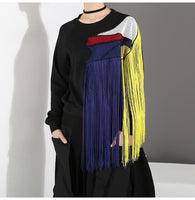 Color Block Tassel Sweatshirt