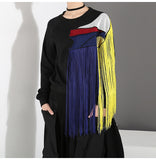 Color Block Tassel Sweatshirt