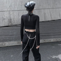Black Brief Temperament Printed Short T-shirt