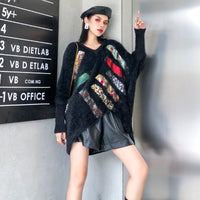 Asymmetrical Multi Pattern Knitted Sweater