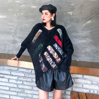 Asymmetrical Multi Pattern Knitted Sweater