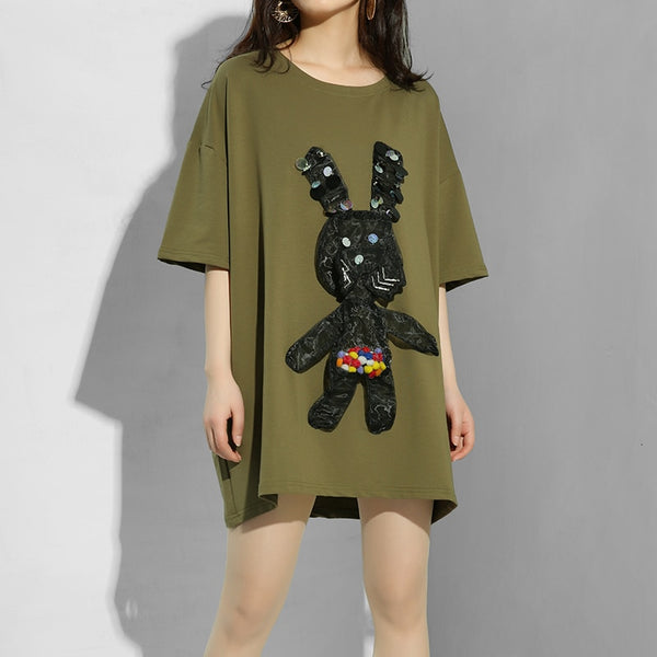 Army Green Black Bunny T-shirt