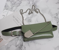 Pu Leather Big Pin Metal Chain Mini-bag Belt