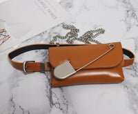 Pu Leather Big Pin Metal Chain Mini-bag Belt