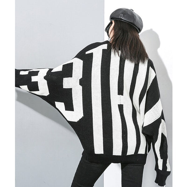 Bold Letter Allover Print Sweater