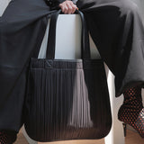 Pu Leather Black Pleated Split Joint Bag