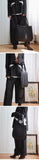 Pu Leather Black Pleated Split Joint Bag