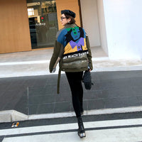 European goods 2019 winter new knit pattern stitching V-neck tie cotton coat female loose long coat