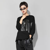 Round Neck Long Sleeve Black T-shirt