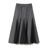 Gray Split Joint Woolen Half-body Skirt