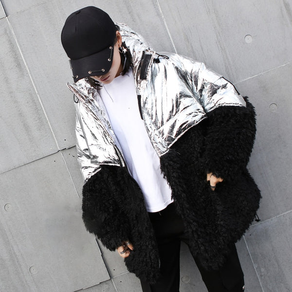 Silver & Black Fur Padded Coat