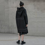 Black Single Breasted Hooded Trench