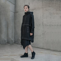 Black Single Breasted Hooded Trench