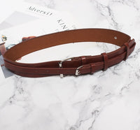 Pu Leather Multicolor Buckle Long Wide Belt