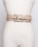 Pu Leather Multicolor Buckle Long Wide Belt