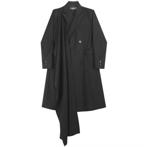 Asymmetrical Long New Lapel Trench