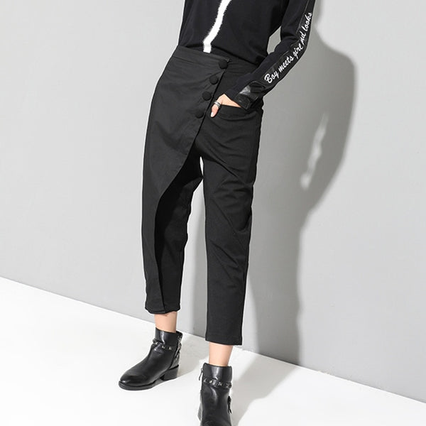 Black High Waist Ankle-length Pants
