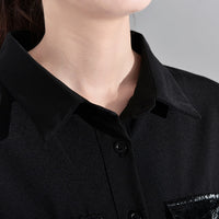 Black Mesh Pattern Printed Dress