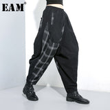 Plaid Split Long Harem Trousers