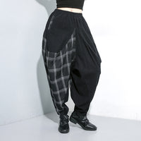Plaid Split Long Harem Trousers