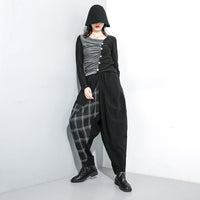 Plaid Split Long Harem Trousers