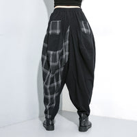 Plaid Split Long Harem Trousers