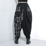Plaid Split Long Harem Trousers