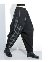Plaid Split Long Harem Trousers