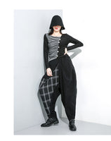 Plaid Split Long Harem Trousers