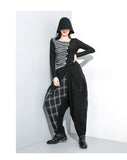 Plaid Split Long Harem Trousers