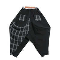 Plaid Split Long Harem Trousers