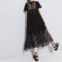 Black Lace Cutout Long Dress