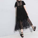 Black Lace Cutout Long Dress