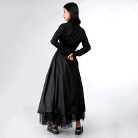 Lapel Long Sleeve Button Bandage Shirt Dress
