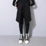 High Elastic Waist Balck Split Loose Fit Pants