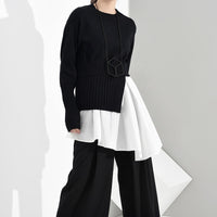 Pleated Asymmetrical Knitting Sweater