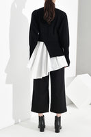 Pleated Asymmetrical Knitting Sweater