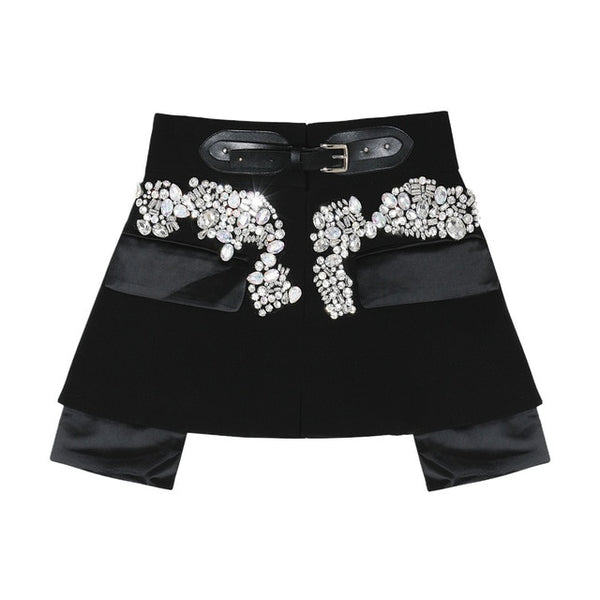 Blingbling Spliced Short Skirt