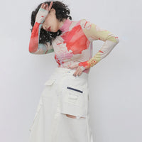 Water Color Pattern Long Sleeve T-shirt