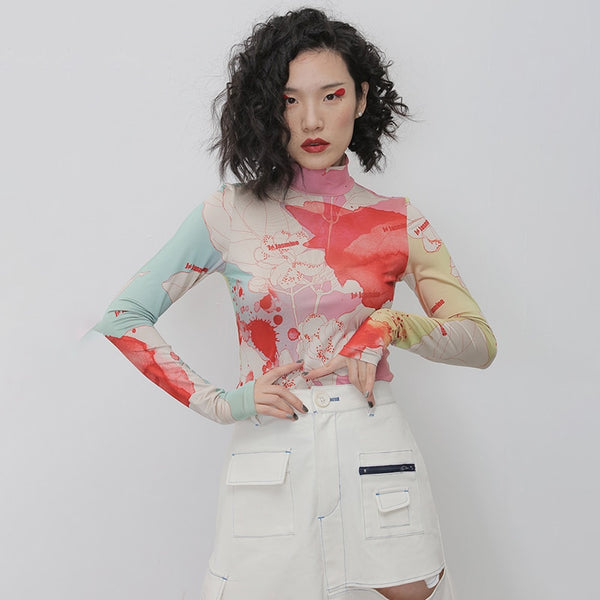 Water Color Pattern Long Sleeve T-shirt