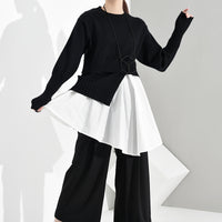 Pleated Asymmetrical Knitting Sweater