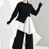 Pleated Asymmetrical Knitting Sweater